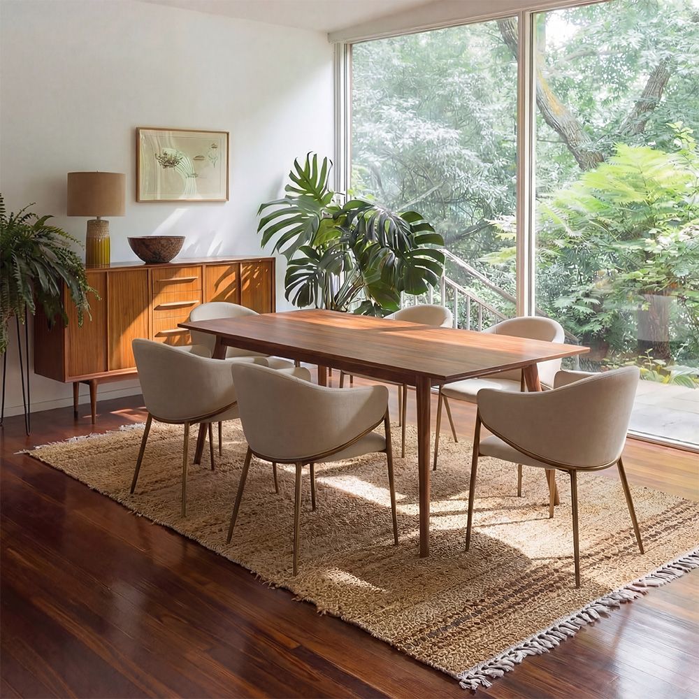 Modern Luxury Beige & Bronze Cotton Linen Dining Chairs