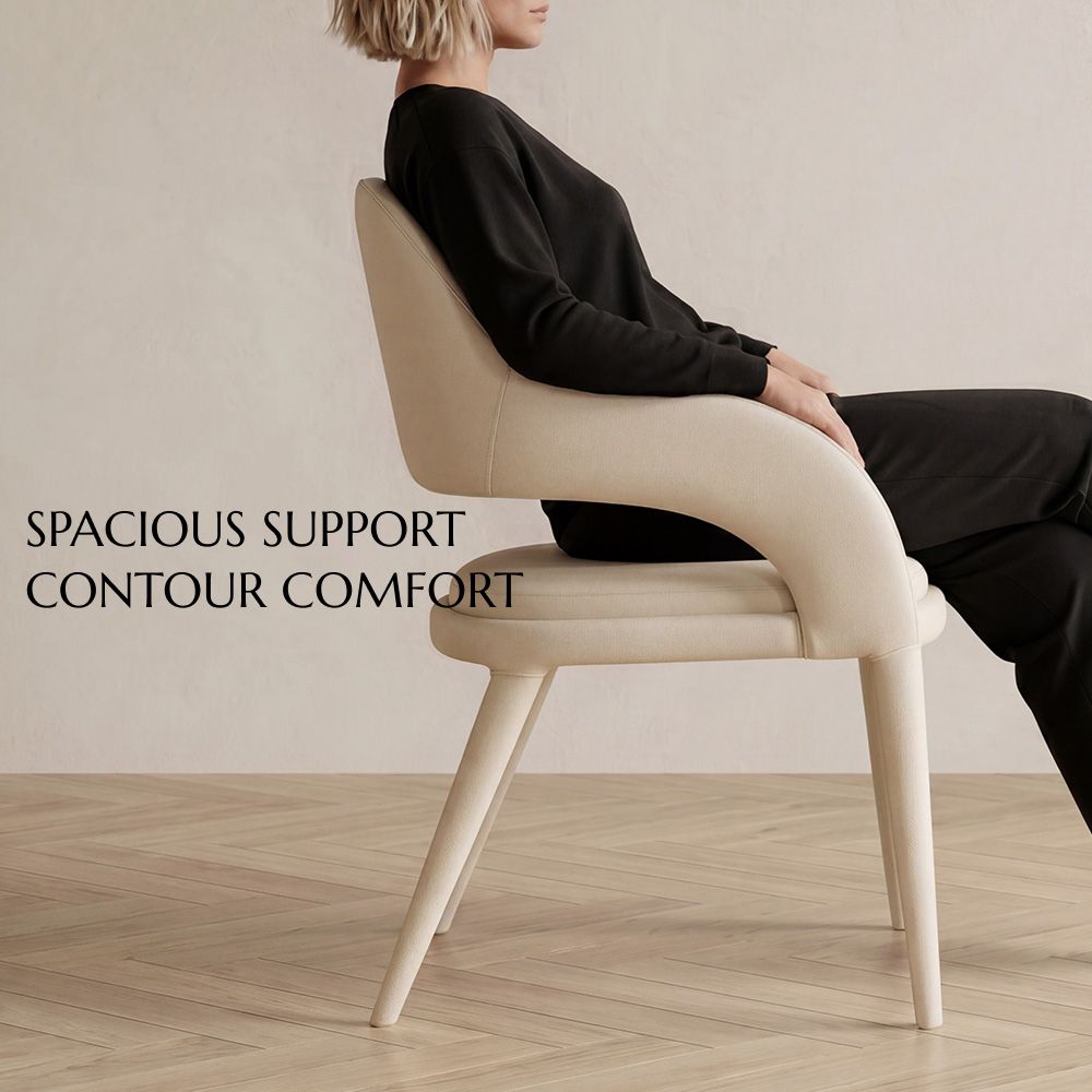 PU Leather Beige PU Leather Dining Chairs