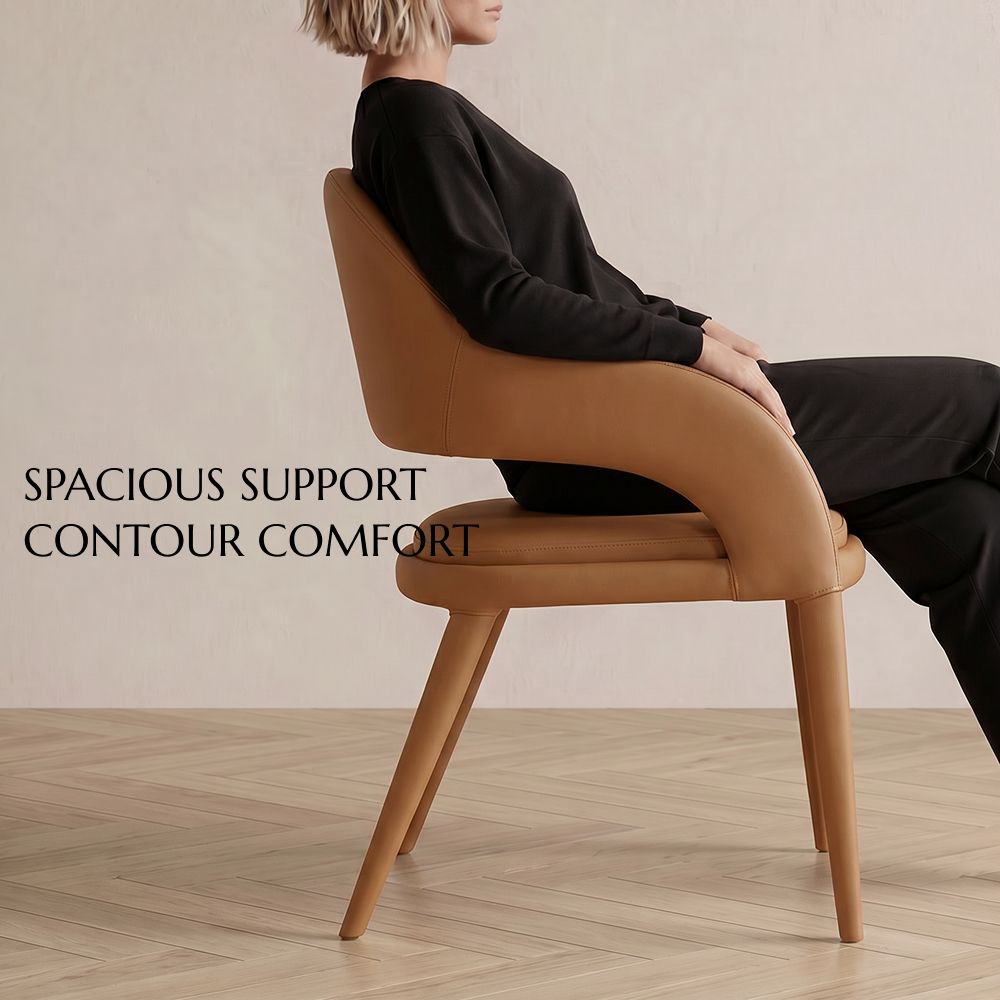 Metal Brown PU Leather Dining Chairs