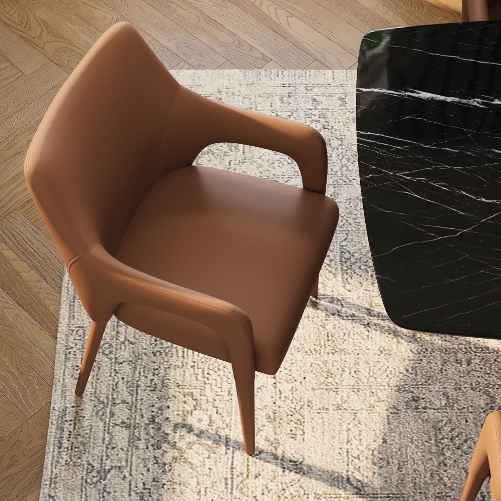 Fully Assembled Brown PU Leather Dining Chairs