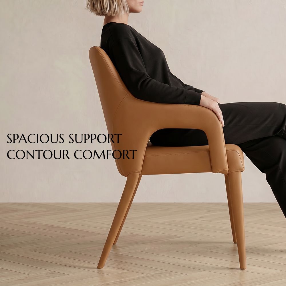 PU Leather Brown PU Leather Dining Chairs