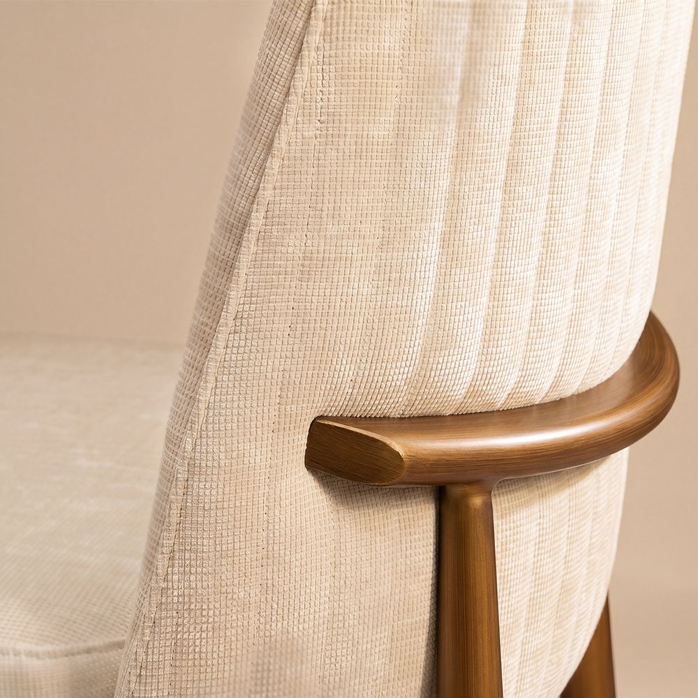 Beige Beige & Bronze Cotton Linen Dining Chairs