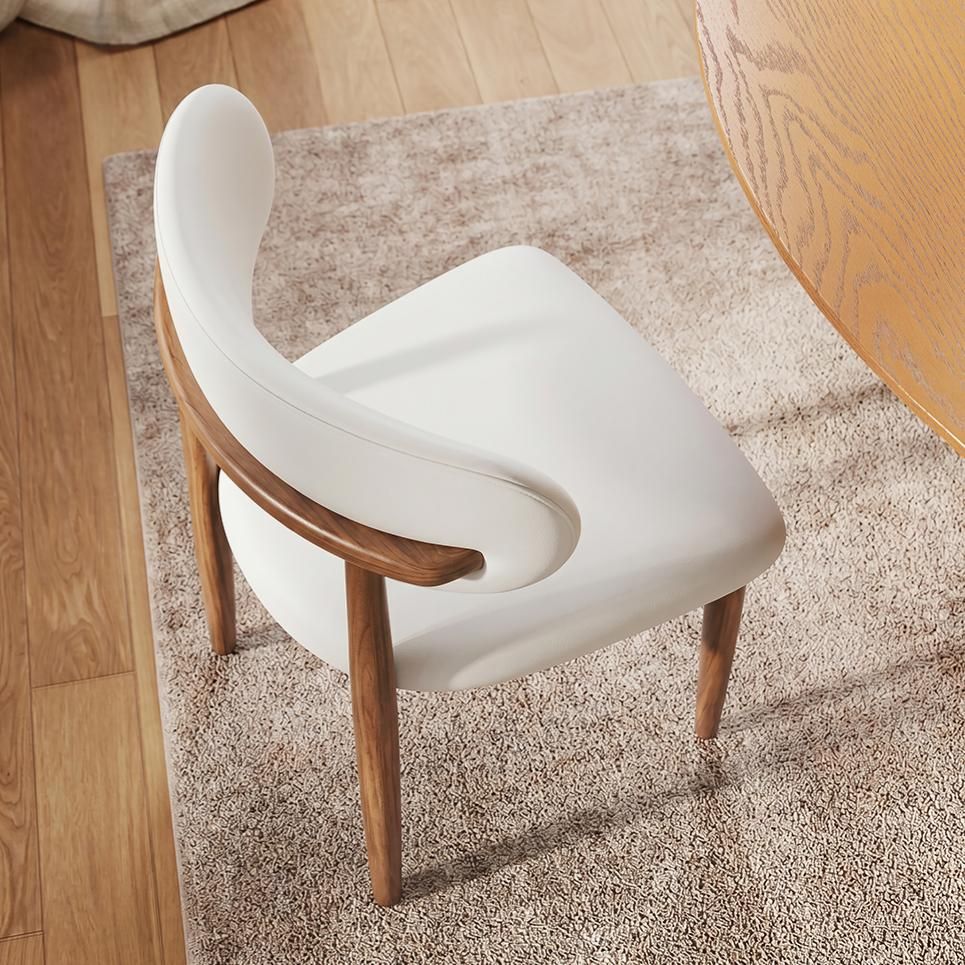 Light Walnut Beige & Light Walnut PU Leather Dining Chairs