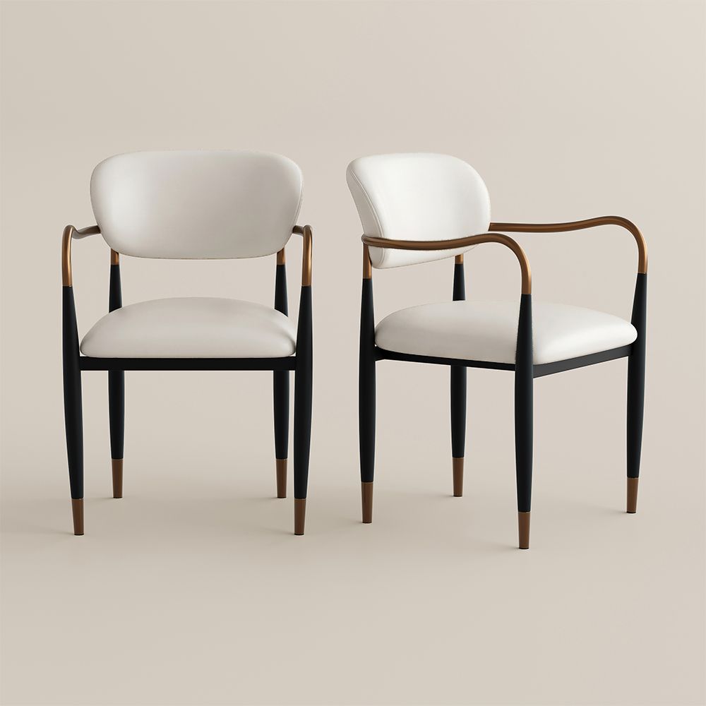 Beige & Black PU Leather Dining Chairs