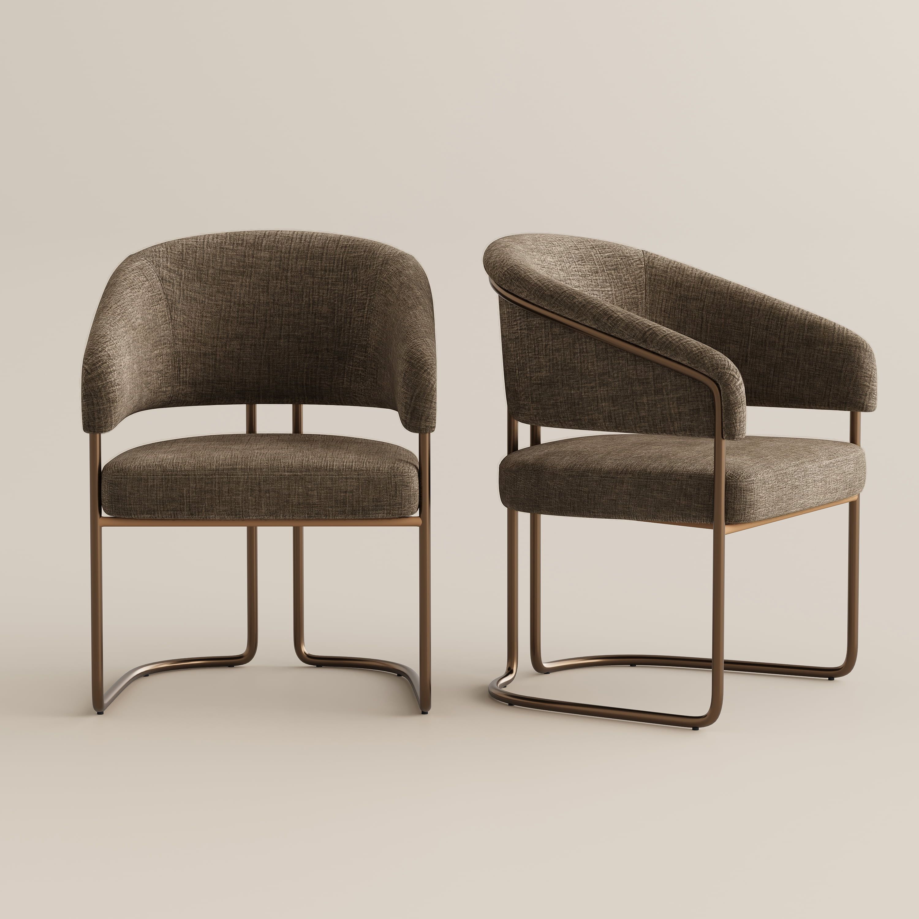 Khaki Dark Khaki & Bronze Dining Chairs