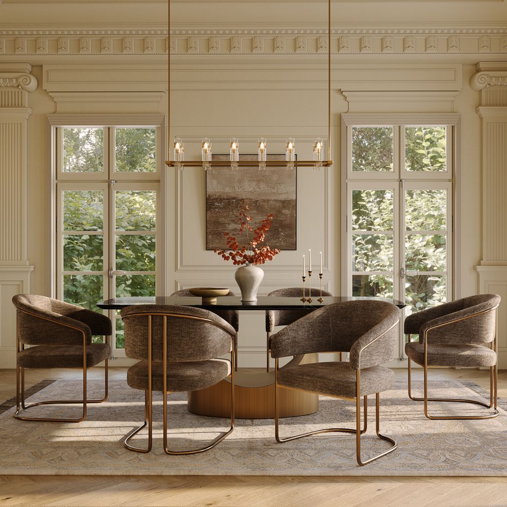 Khaki Dark Khaki & Bronze Dining Chairs