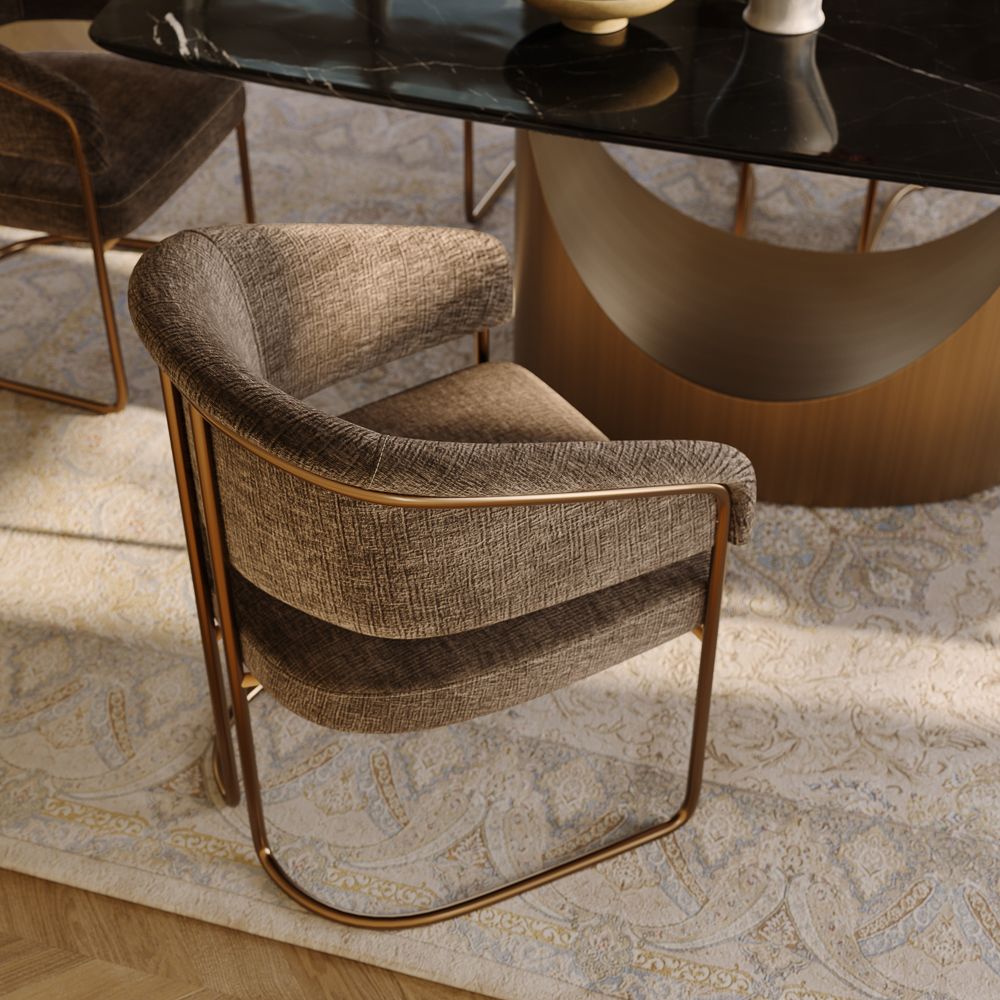 Khaki Dark Khaki & Bronze Dining Chairs
