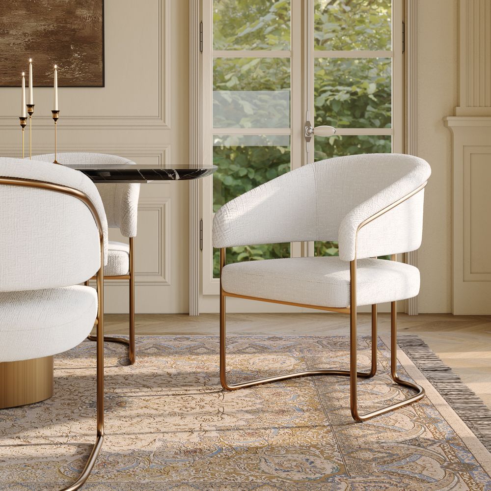 White & Bronze Dining Chairs