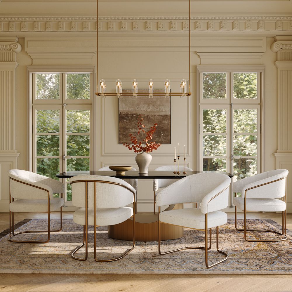 White & Bronze Dining Chairs