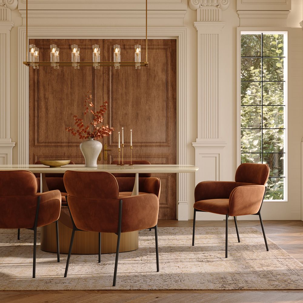 Brown Brown Velvet Dining Chairs