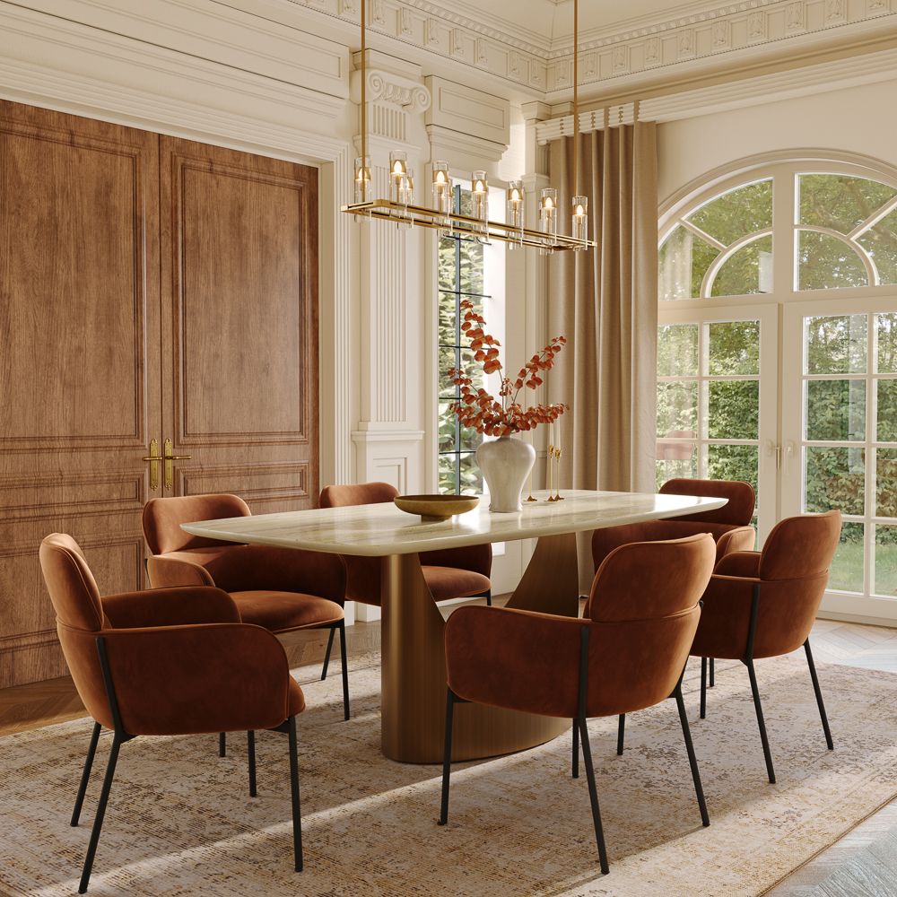 Brown Brown Velvet Dining Chairs