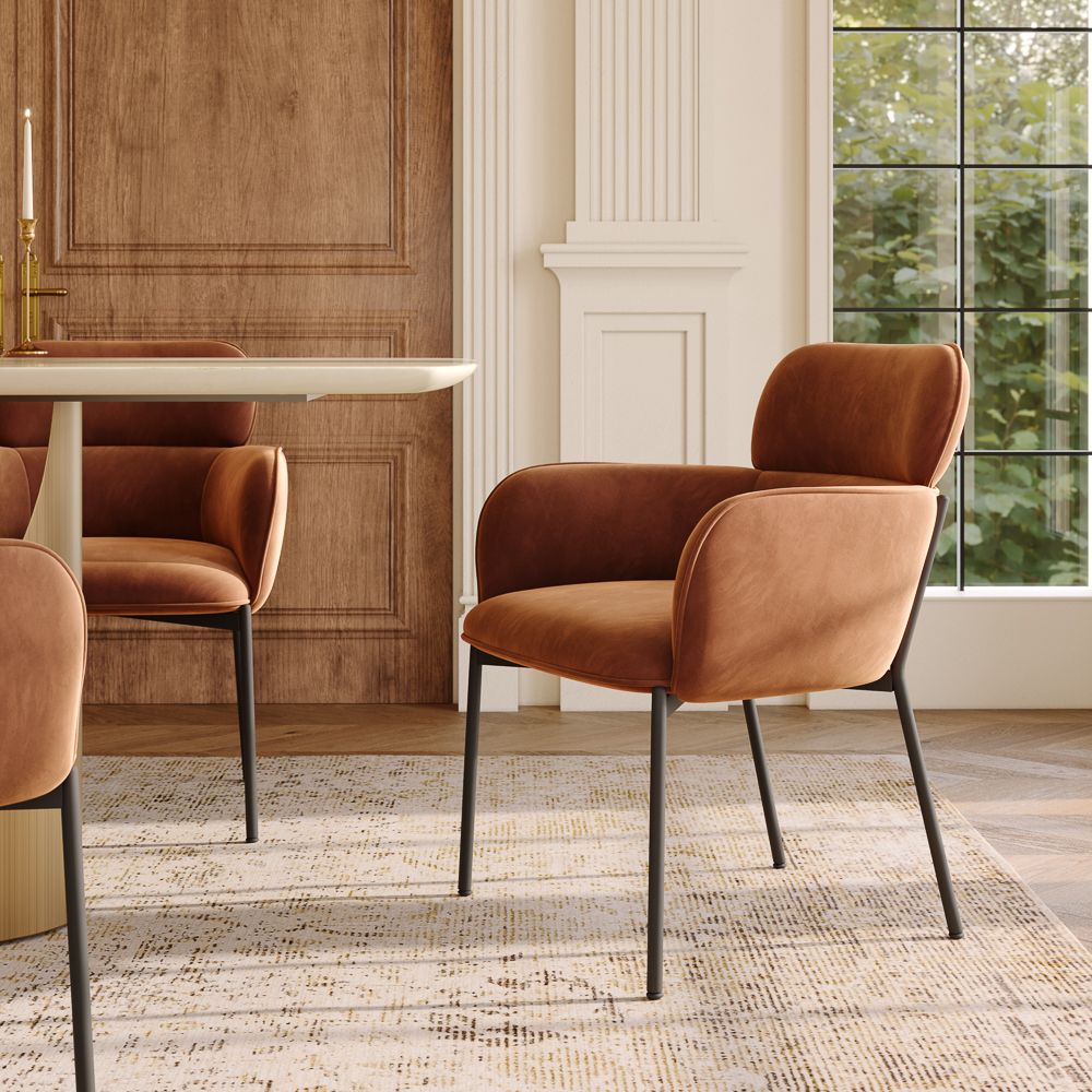 Brown Brown Velvet Dining Chairs