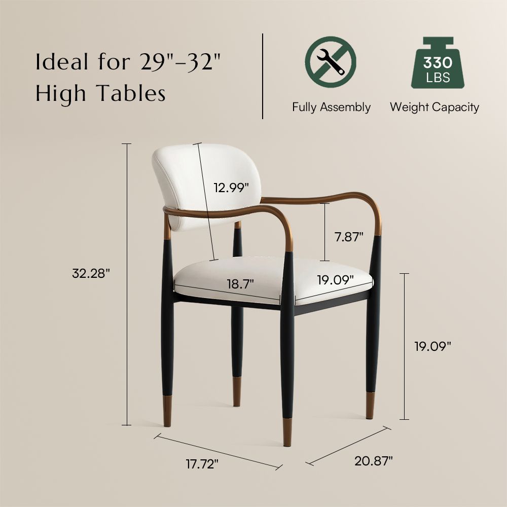 Beige & Black PU Leather Dining Chairs