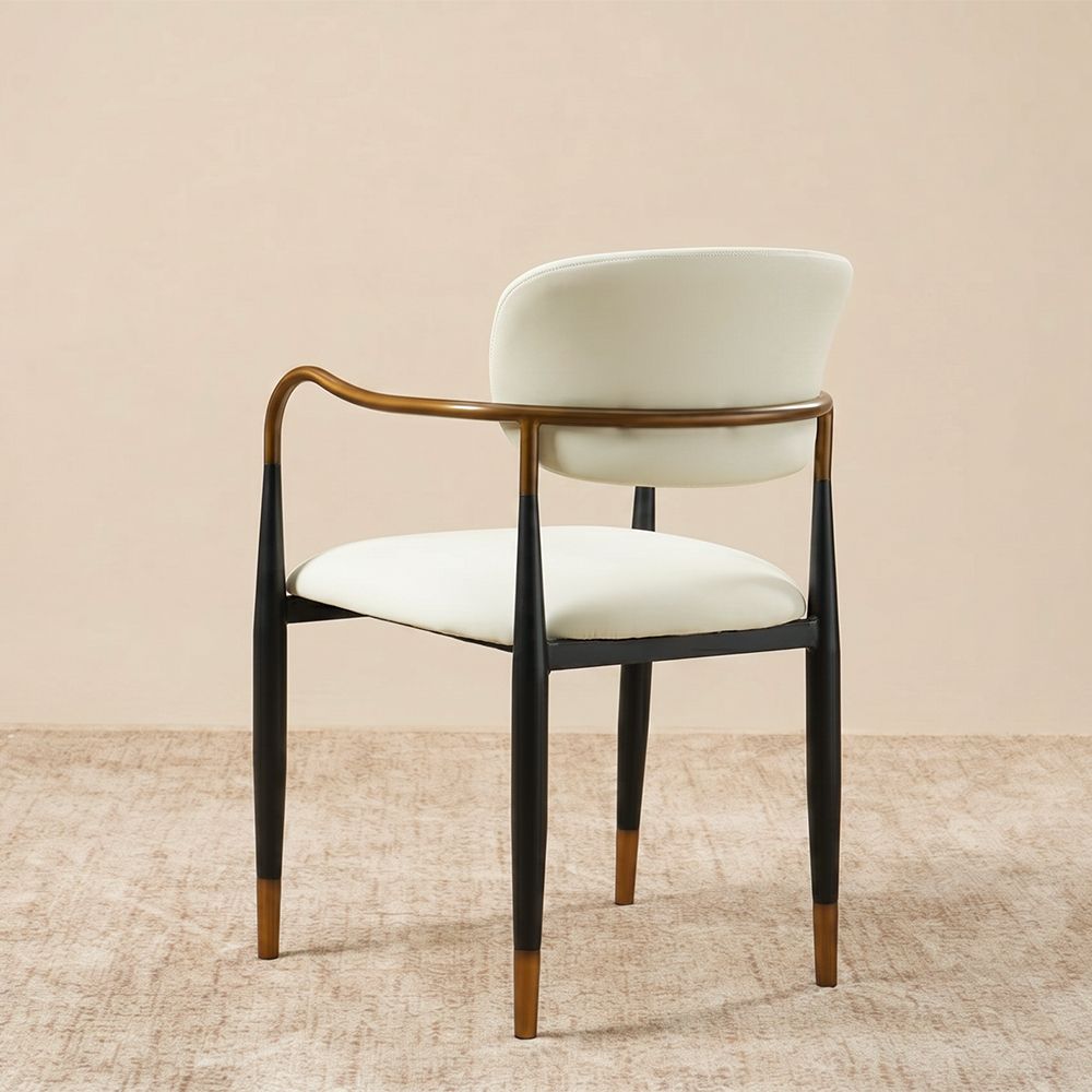 Beige & Black PU Leather Dining Chairs