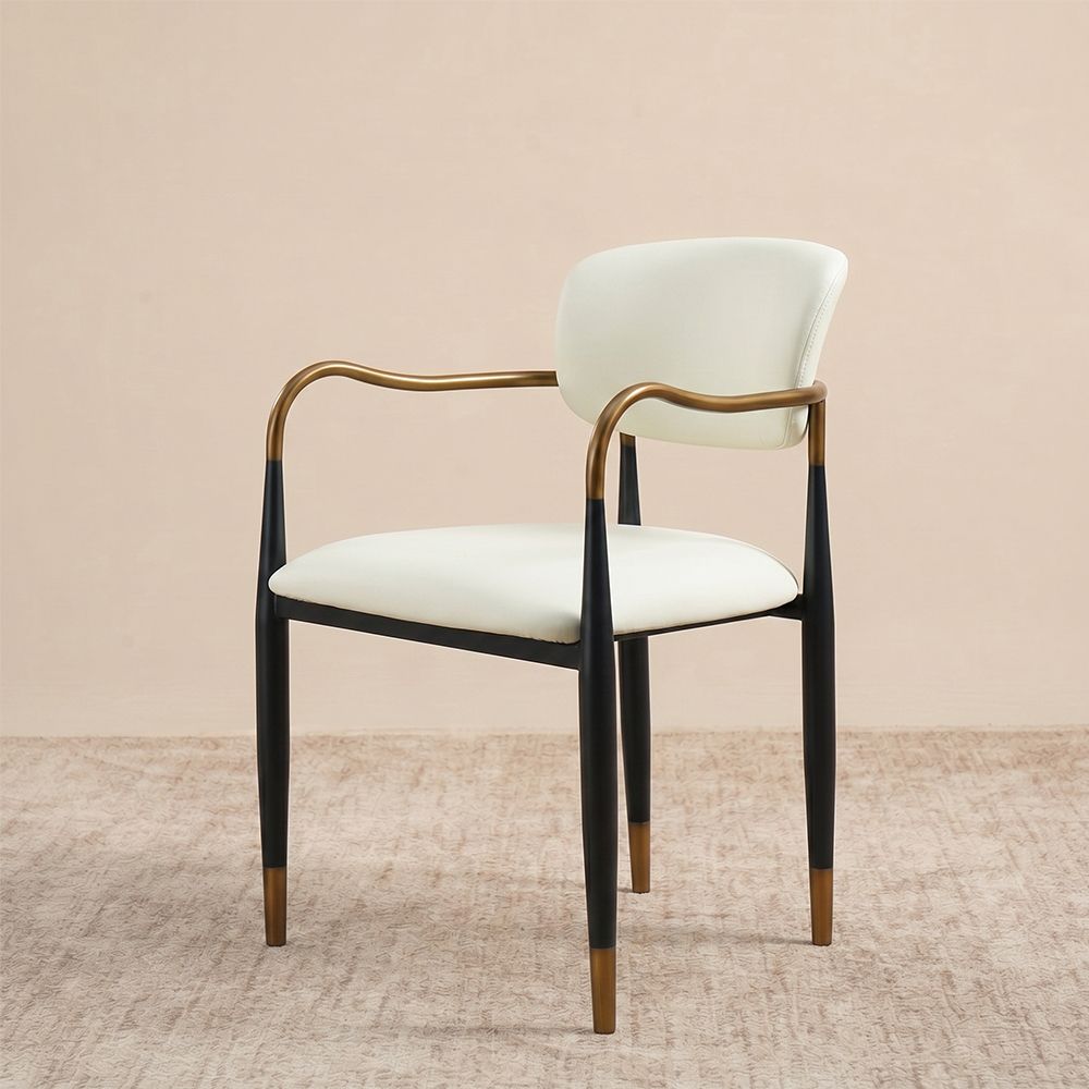 Beige & Black PU Leather Dining Chairs