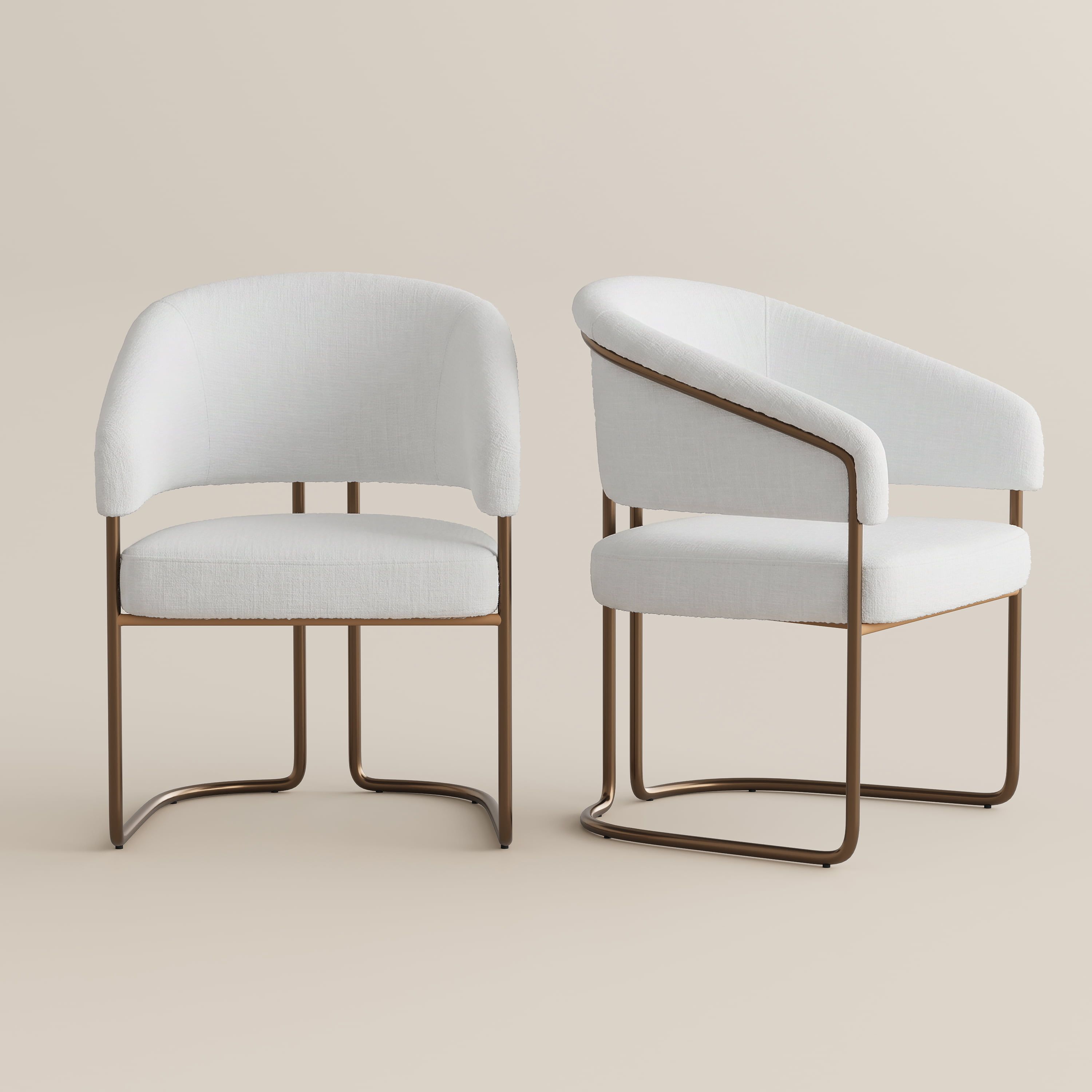 White & Bronze Dining Chairs