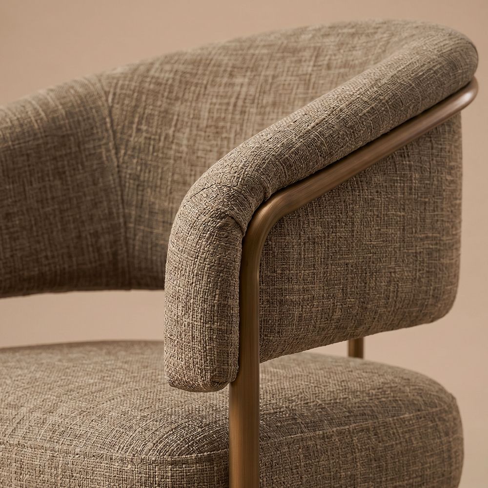 Chenille Dark Khaki Chenille Fabric Dining Chairs