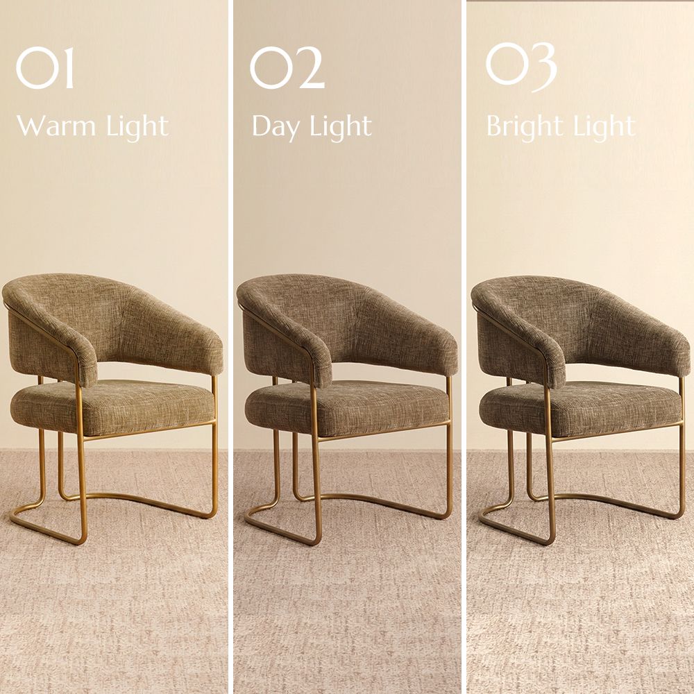 Khaki Dark Khaki Chenille Fabric Dining Chairs