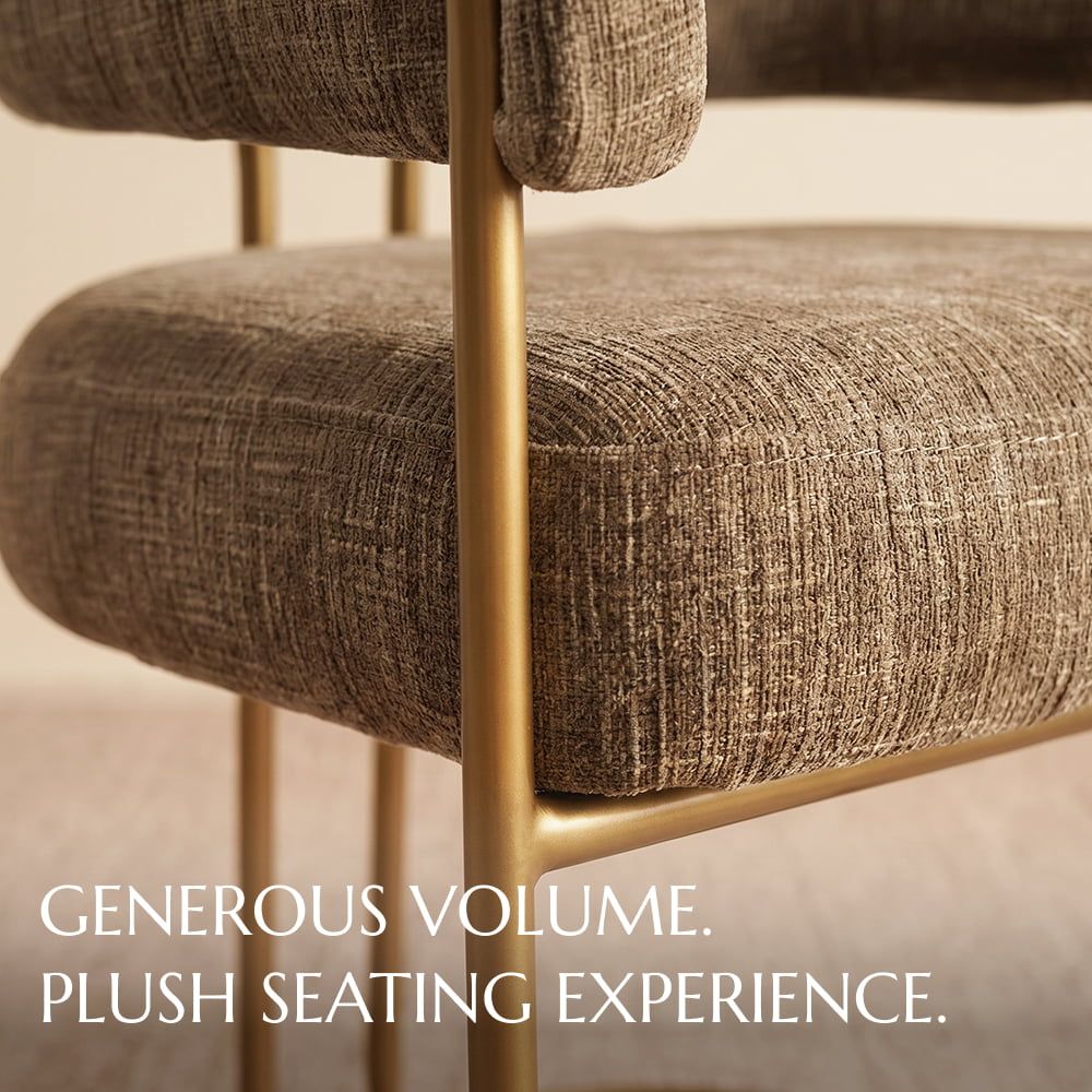 Upholstered Dark Khaki Chenille Fabric Dining Chairs