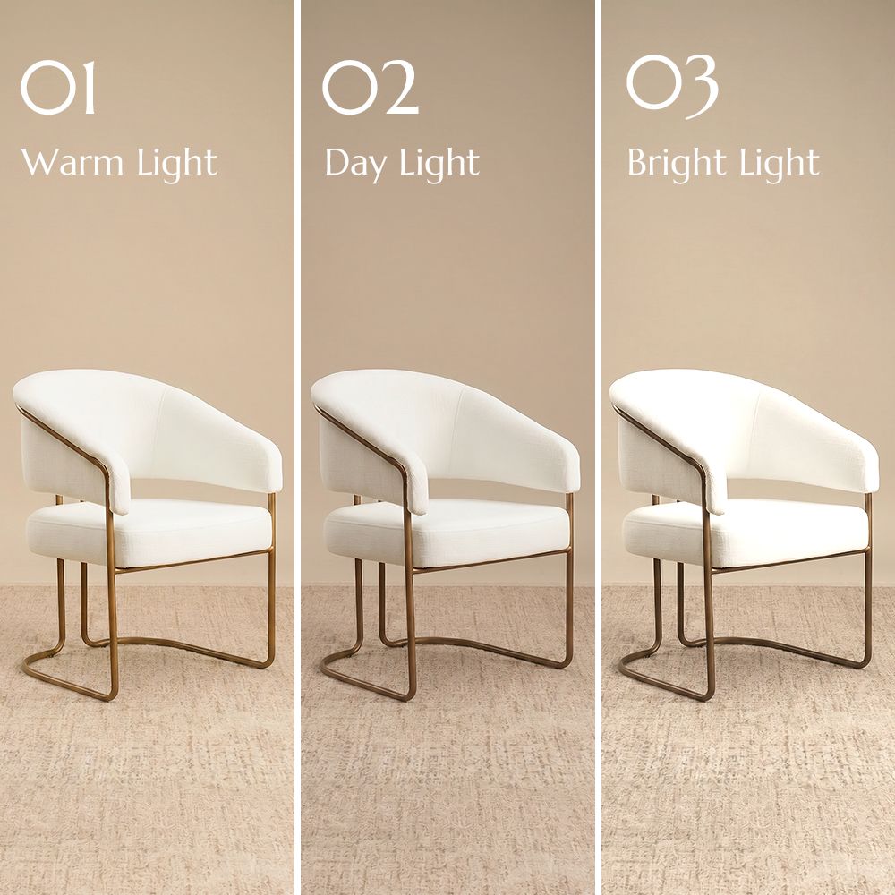 Modern Luxury White Chenille Fabric Dining Chairs