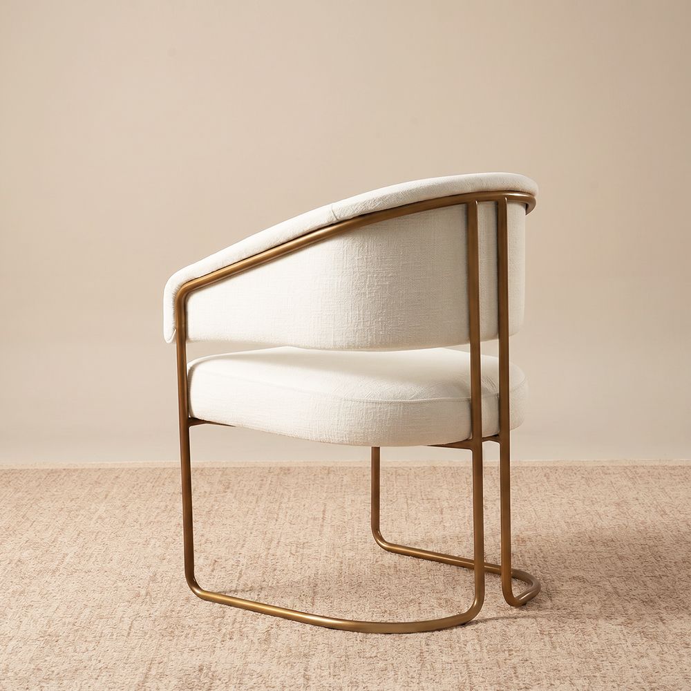 Upholstered White Chenille Fabric Dining Chairs