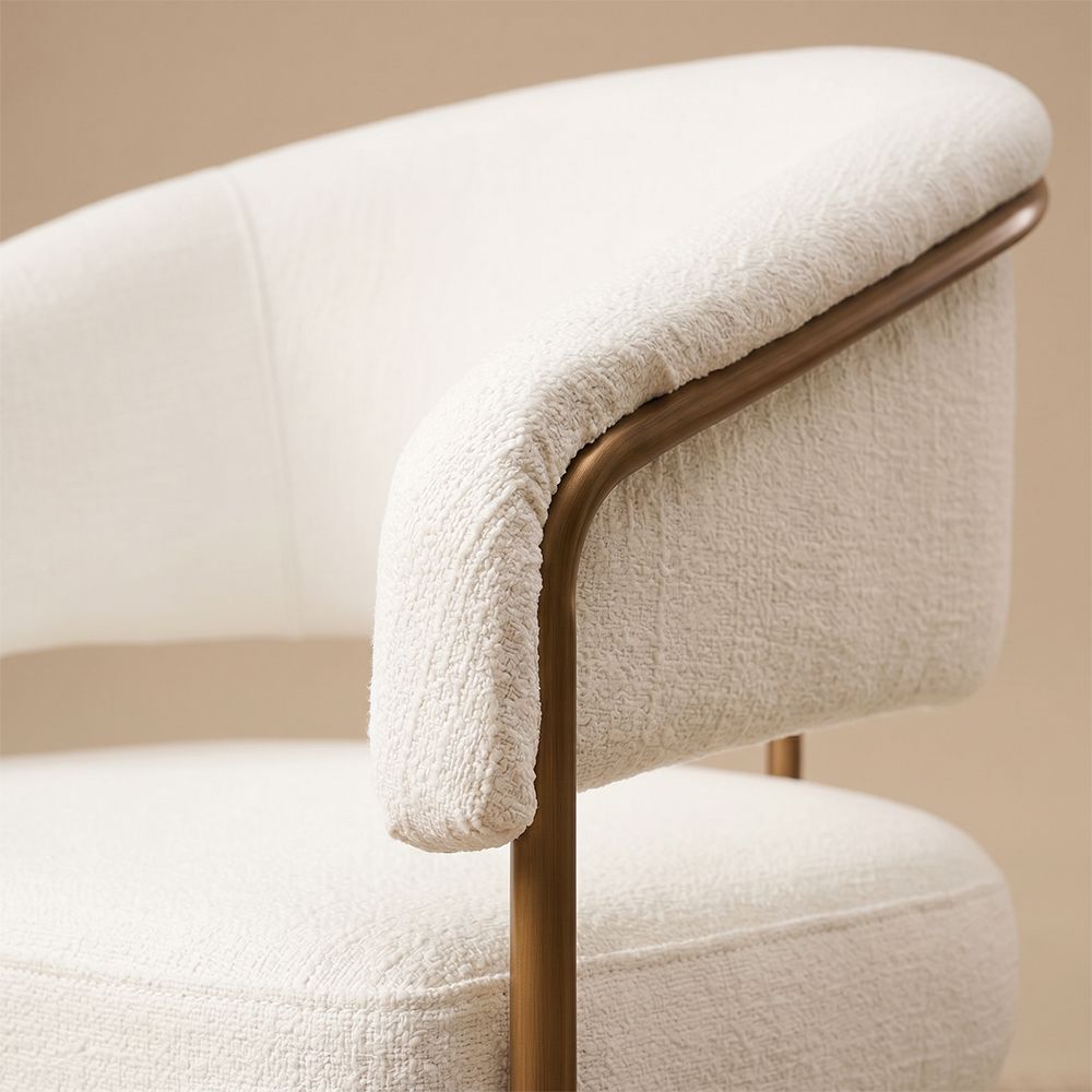 Chenille White Chenille Fabric Dining Chairs