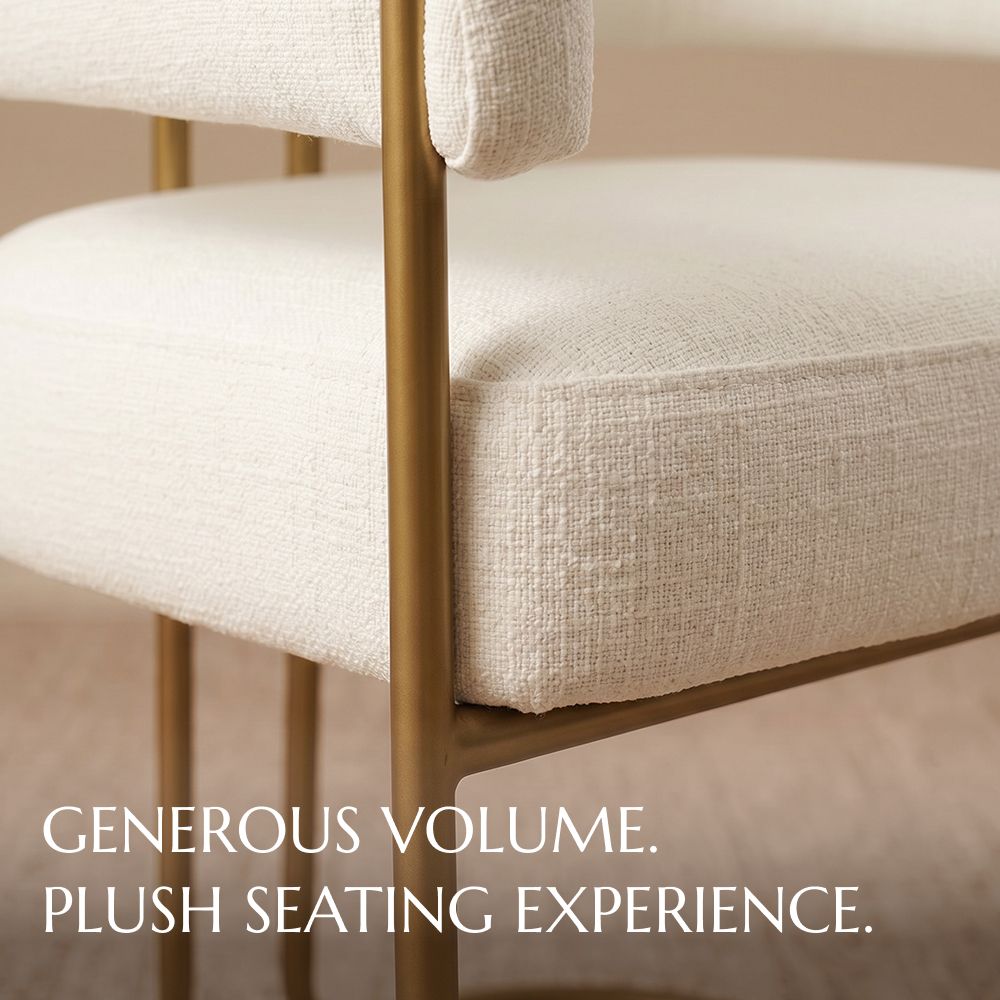 Upholstered White Chenille Fabric Dining Chairs