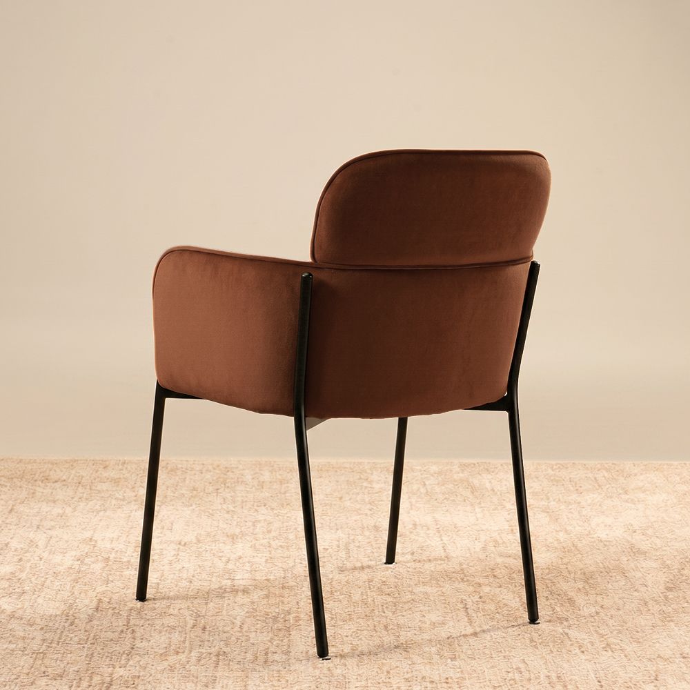 Mid Century Modern Brown Velvet Dining Chairs