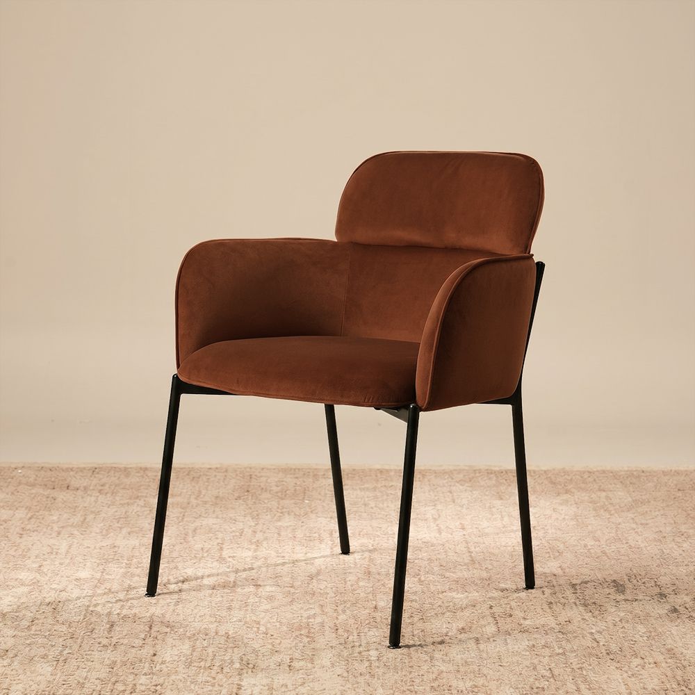 Upholstered Brown Velvet Dining Chairs