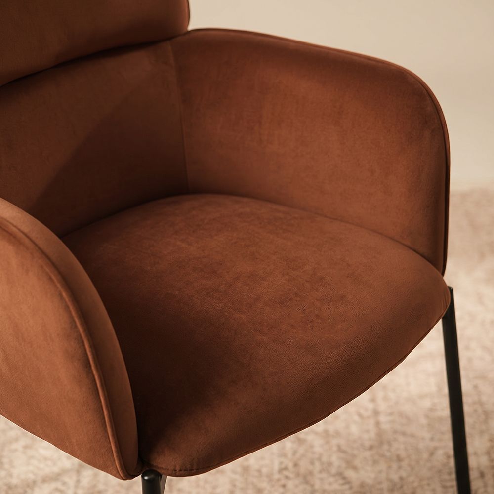Upholstered Brown Velvet Dining Chairs