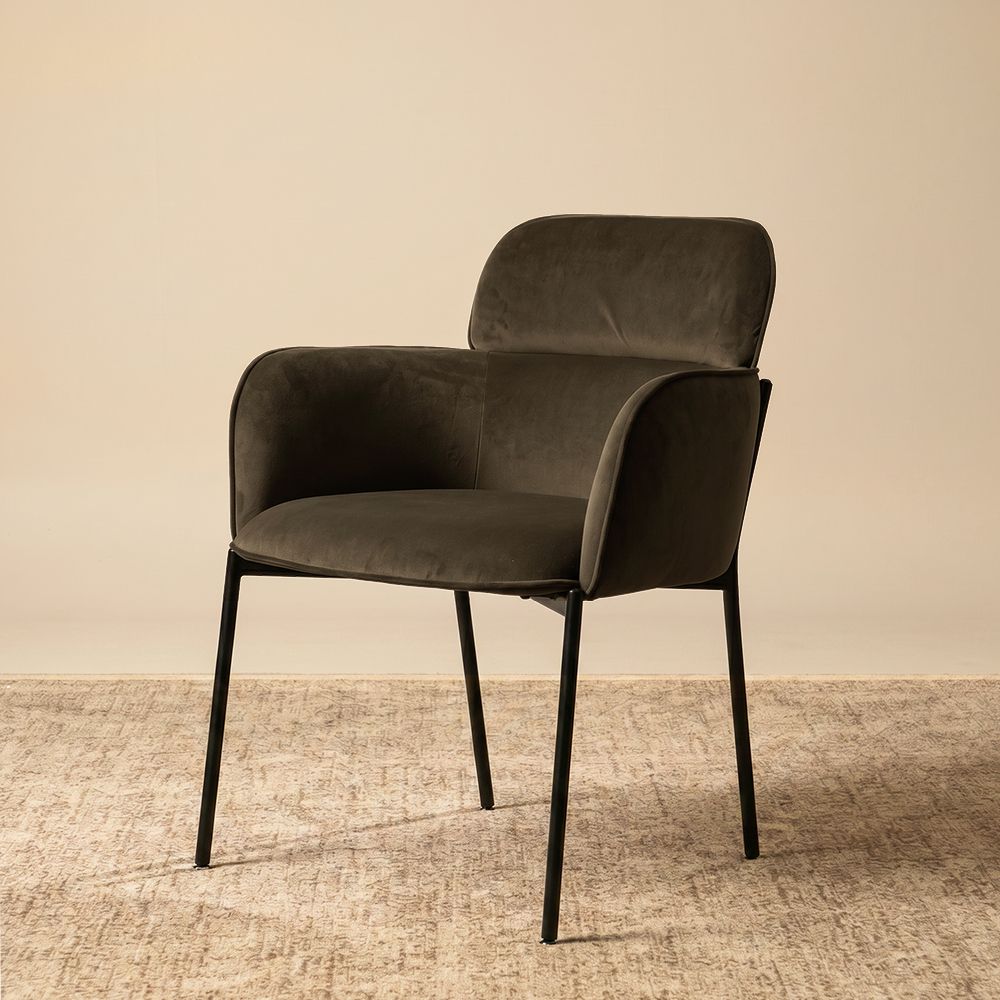Armchair Gray Velvet Dining Chairs