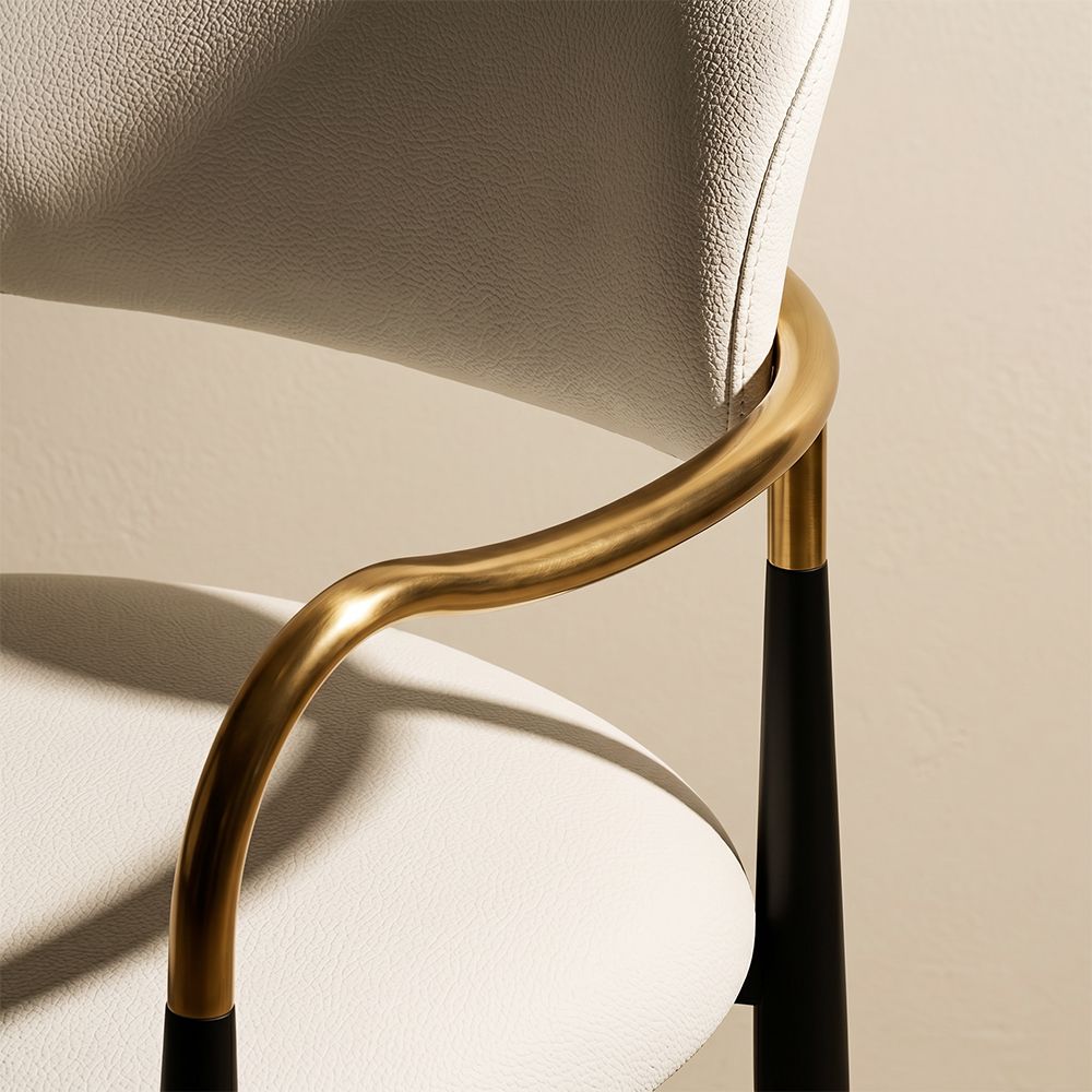 Beige Beige & Black PU Leather Dining Chairs