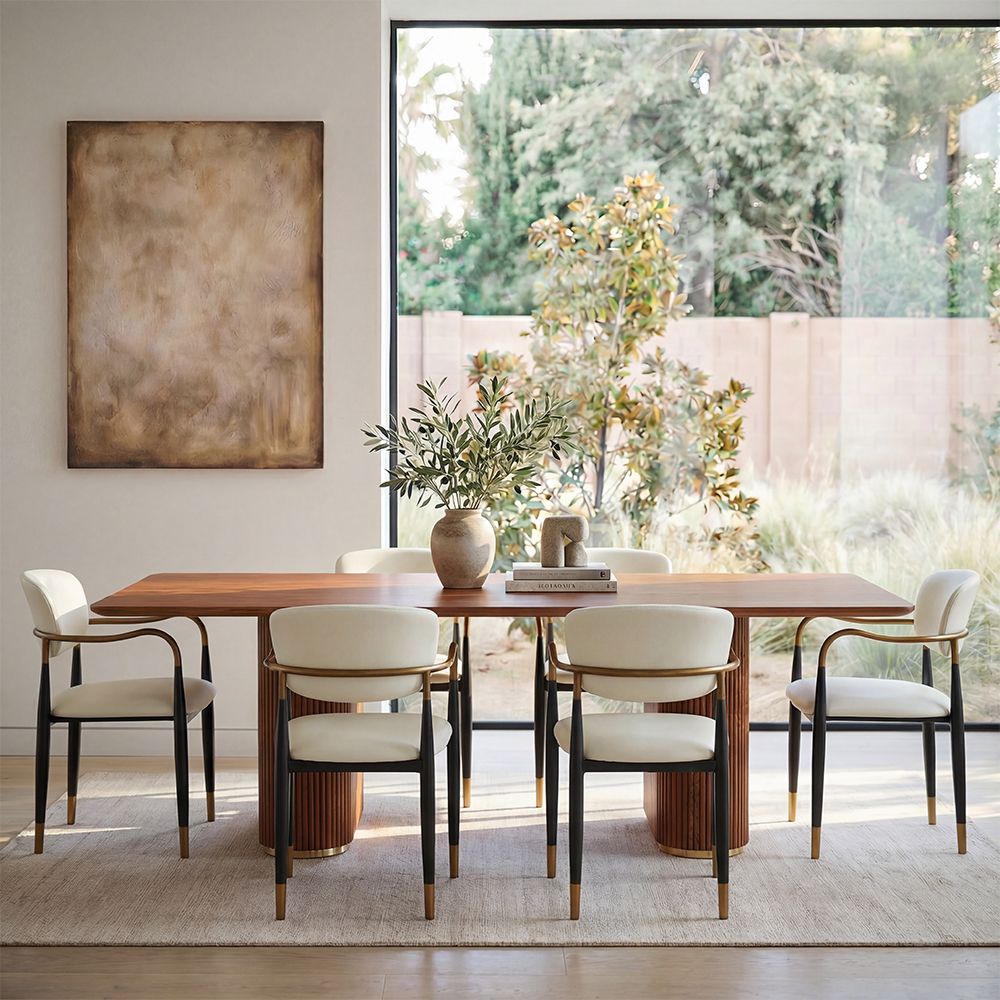 Fully Assembled Beige & Black PU Leather Dining Chairs