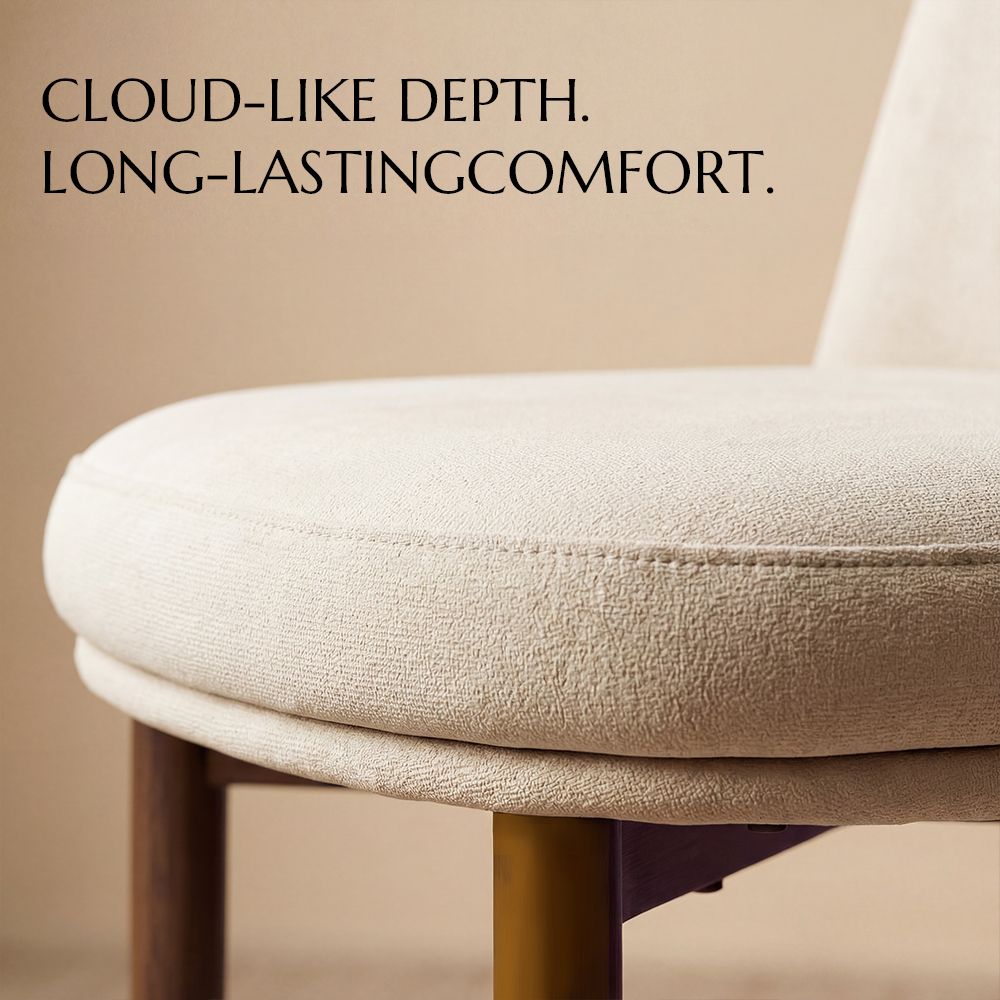 Green Beige & Bronze Cotton Linen Dining Chairs