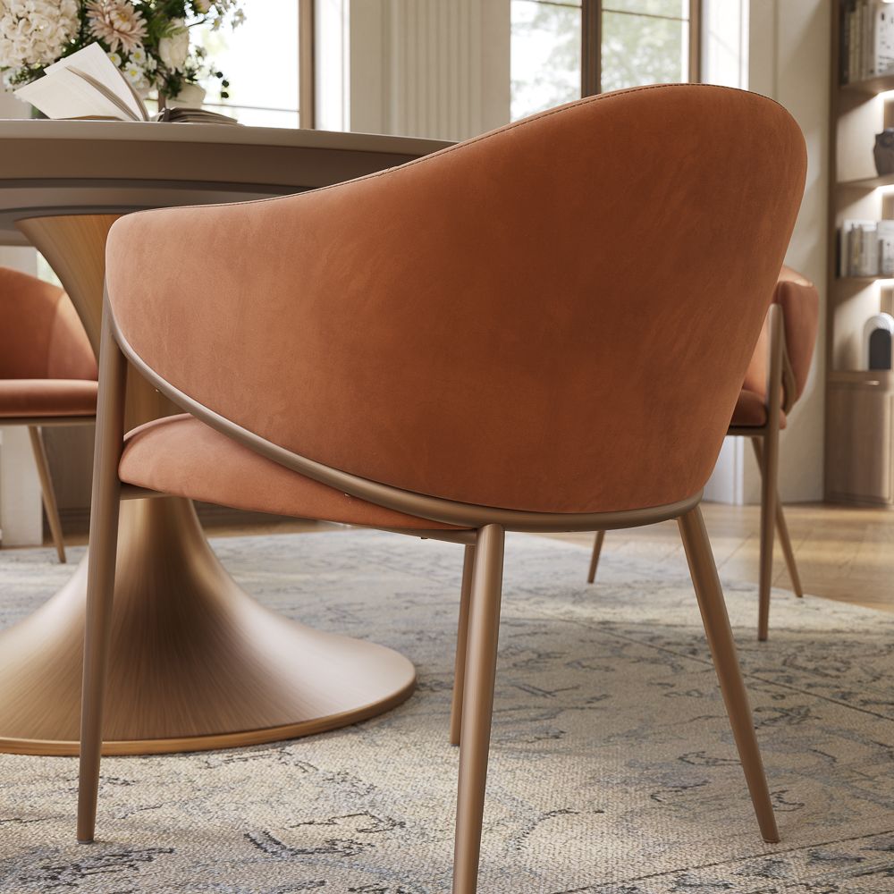 Brown & Bronze PU Leather Dining Chairs