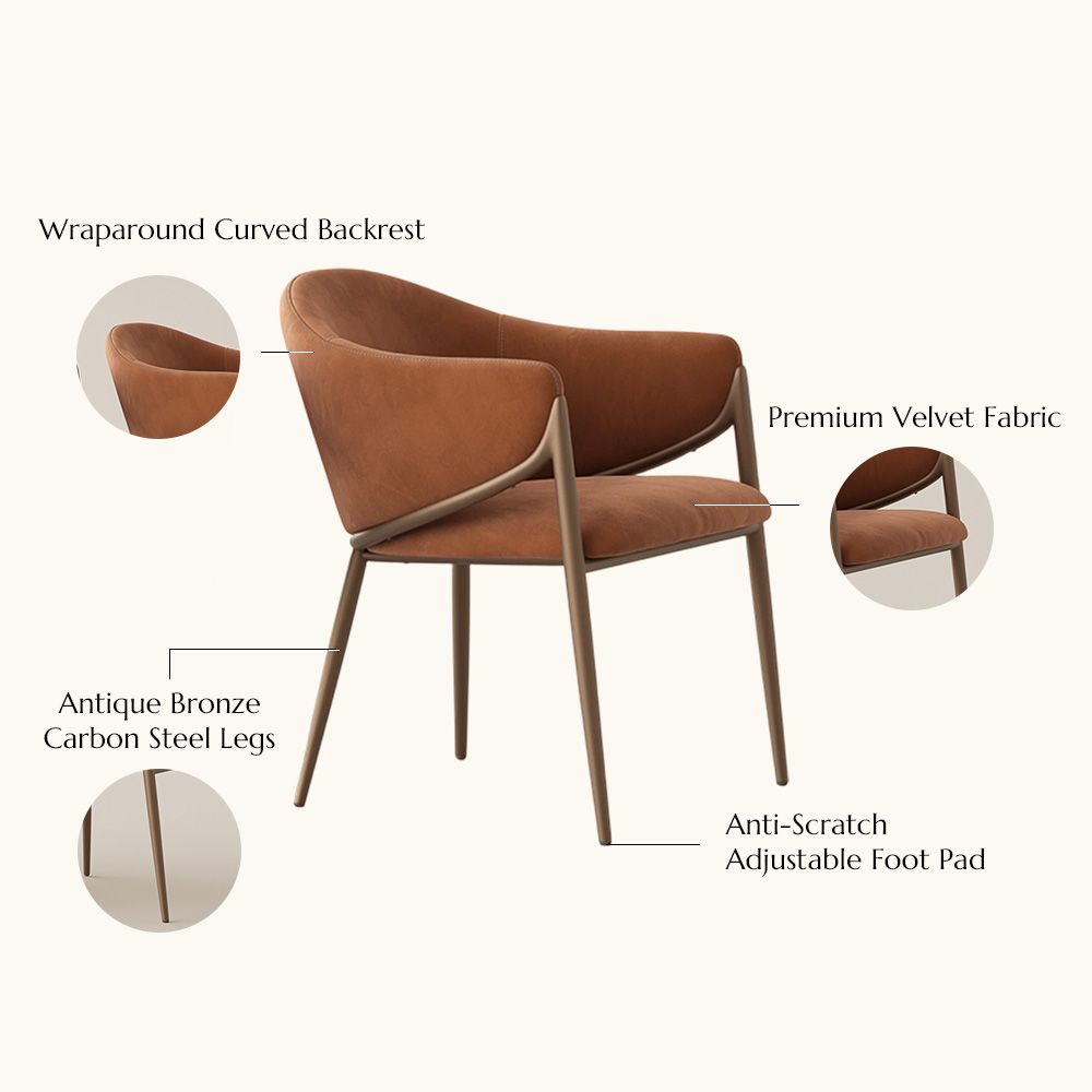 Brown & Bronze PU Leather Dining Chairs
