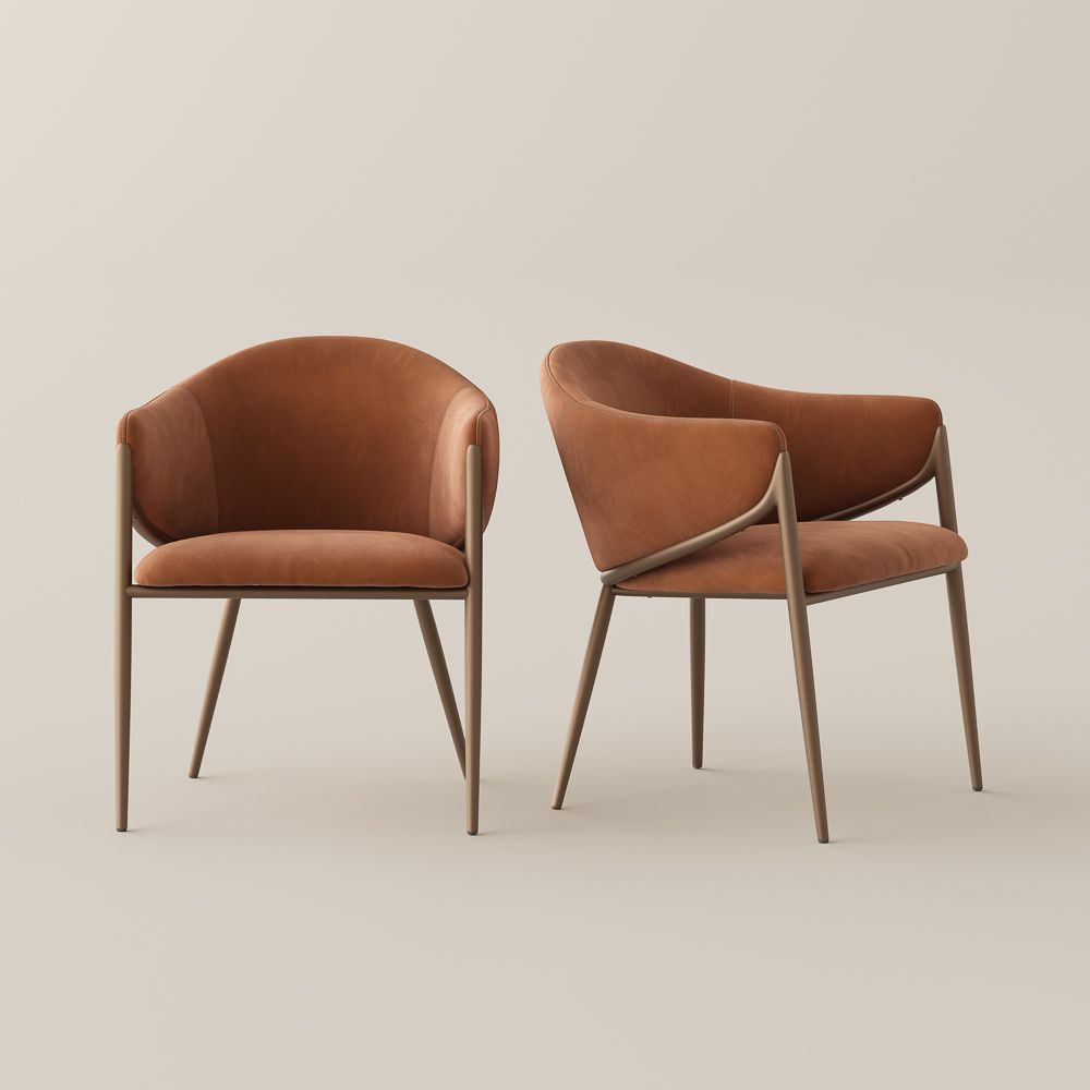 Brown & Bronze PU Leather Dining Chairs