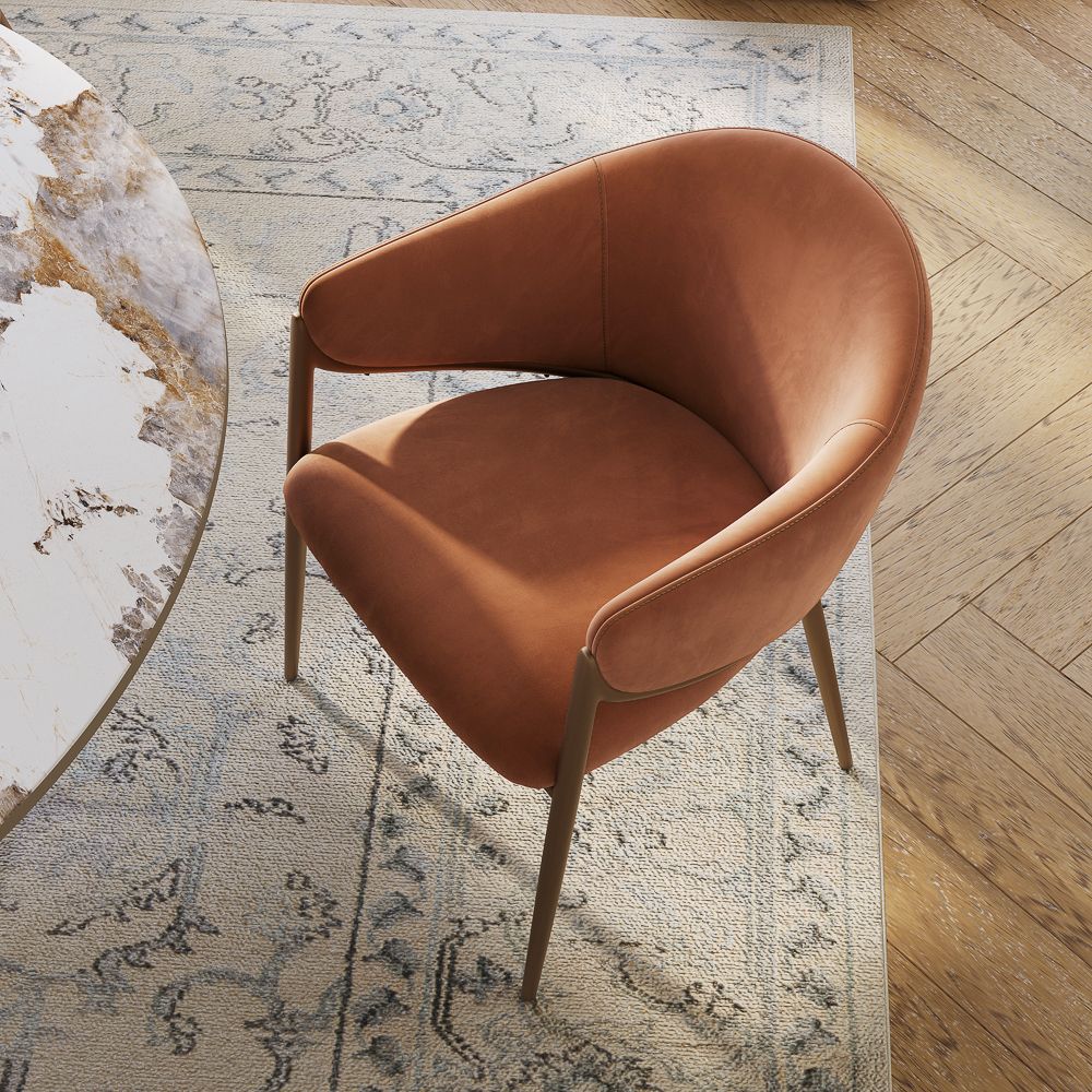 Brown & Bronze PU Leather Dining Chairs