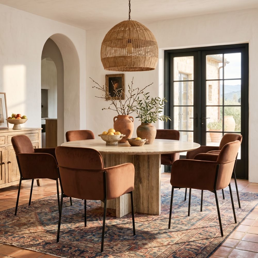 set of 2 Brown Velvet Dining Chairs