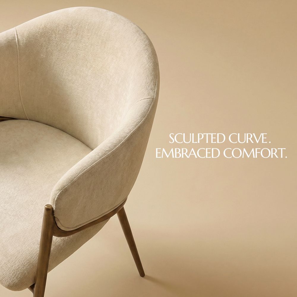 Beige Beige & Bronze Cotton Linen Dining Chairs