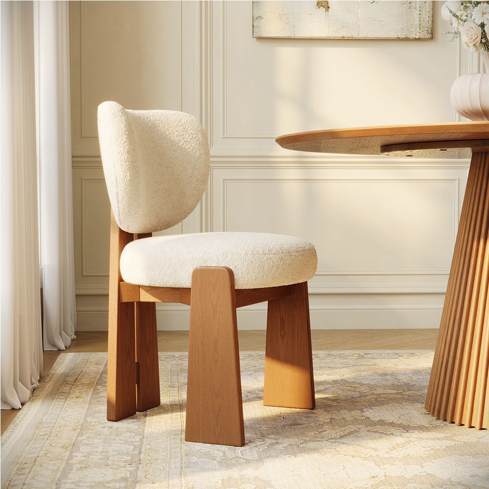 Luxury Beige Bouclé Dining Chairs