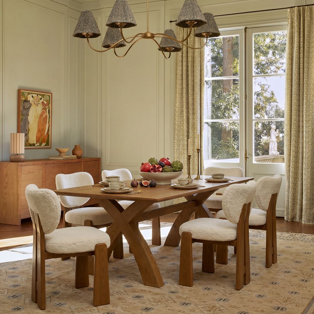 Beige Beige Bouclé Dining Chairs