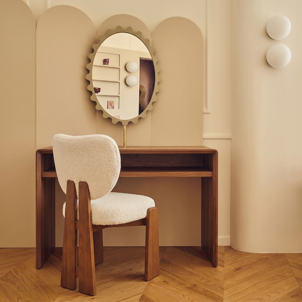Modern Minimalist Beige Bouclé Dining Chairs