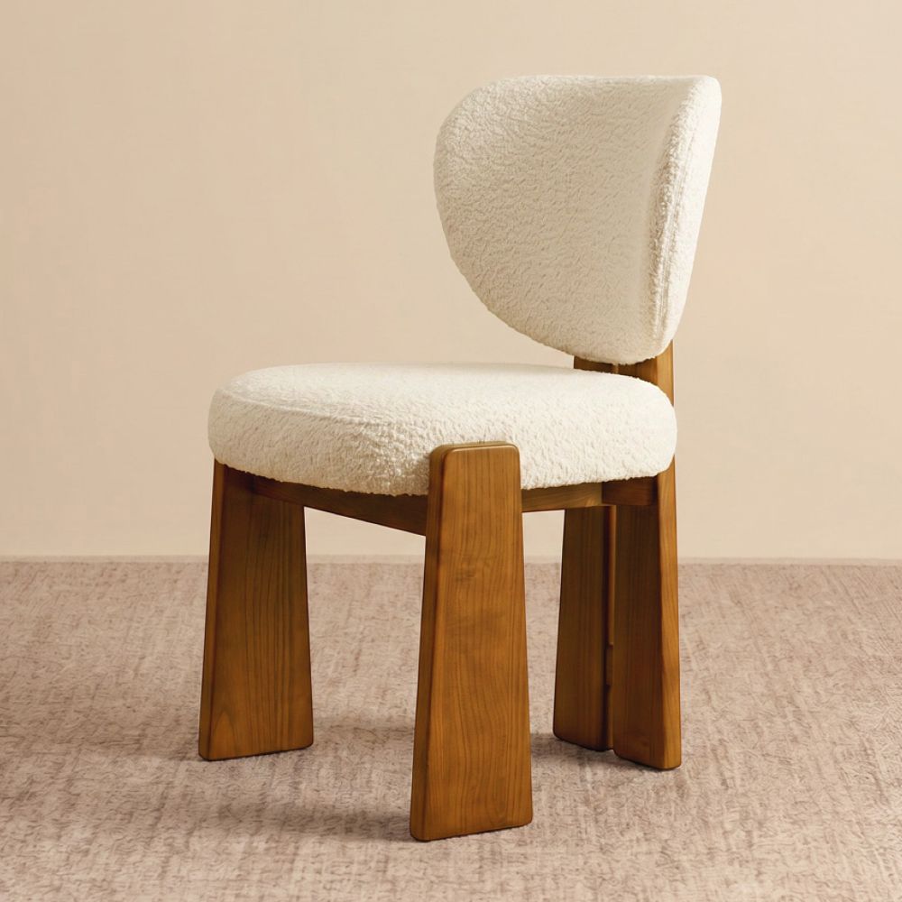 Modern Luxury Beige Bouclé Dining Chairs