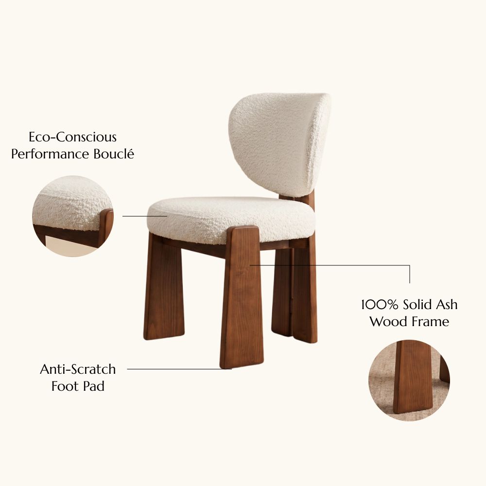 Modern Luxury Beige Bouclé Dining Chairs