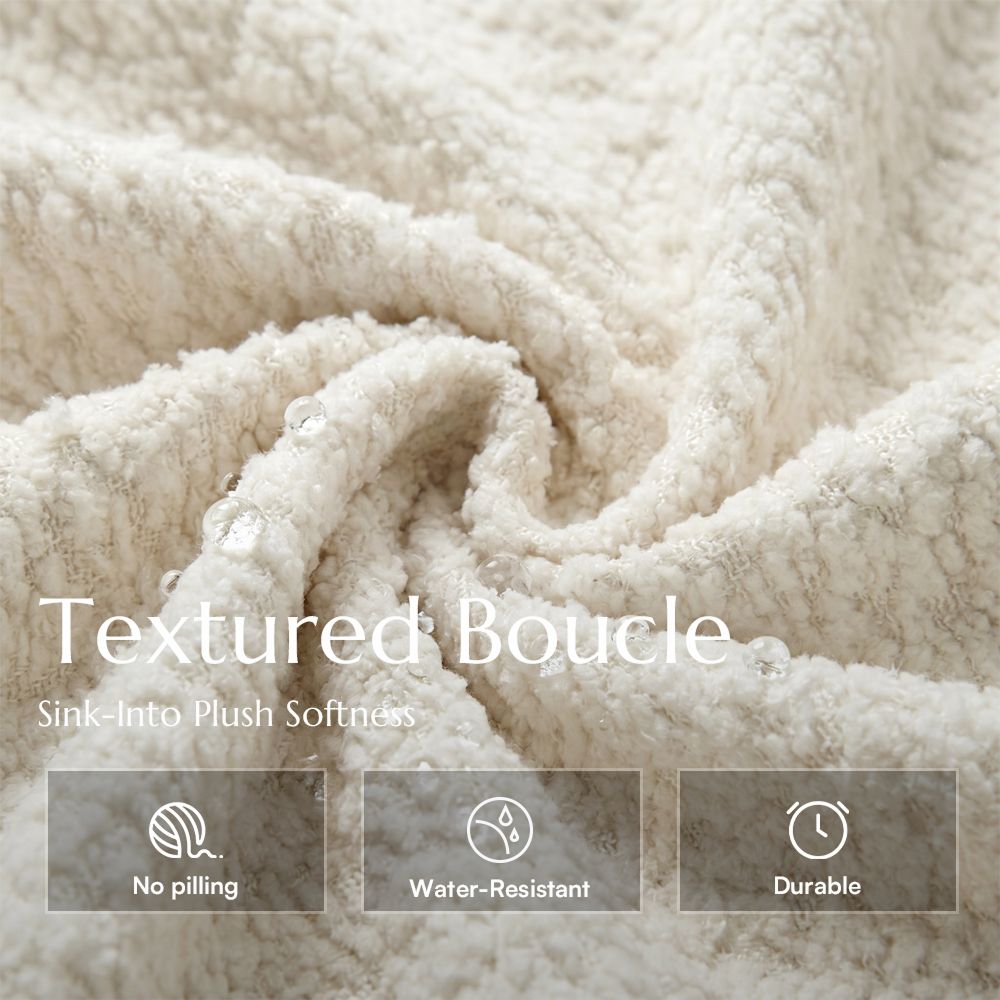Luxury Beige Bouclé Dining Chairs