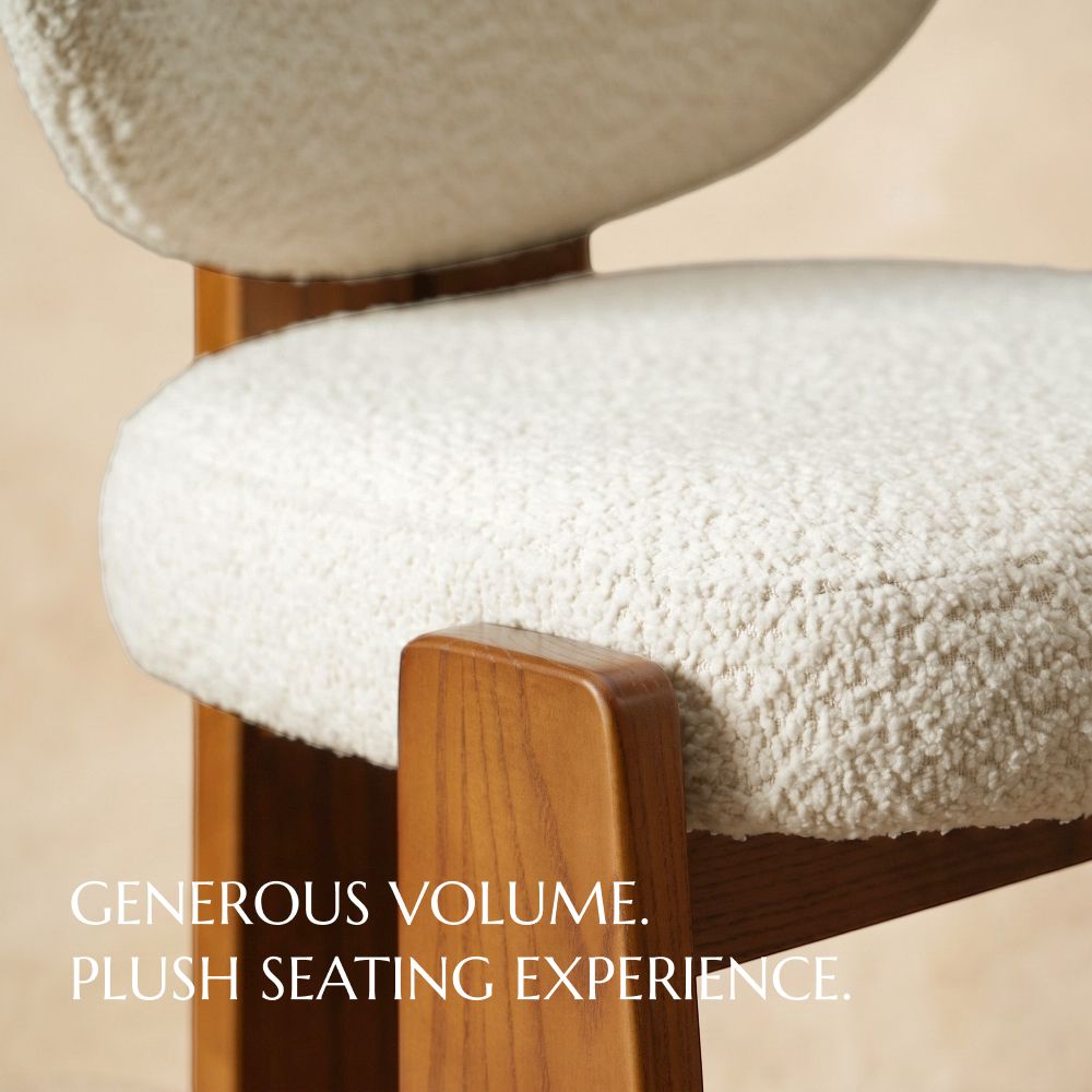 Upholstered Beige Bouclé Dining Chairs