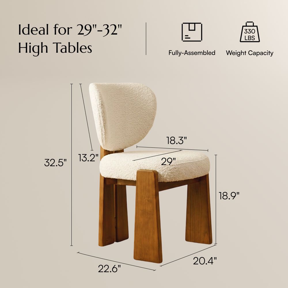 Modern Minimalist Beige Bouclé Dining Chairs
