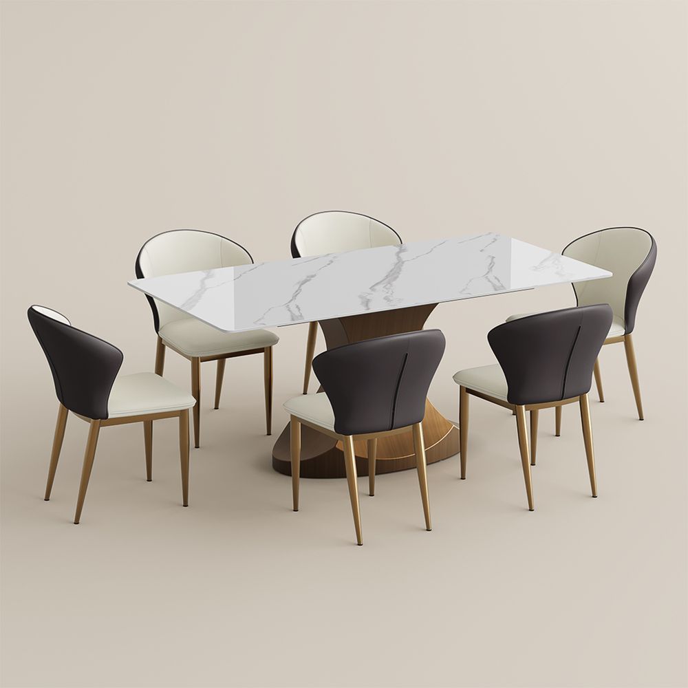 White Glossy Sintered Stone Dining Room Set