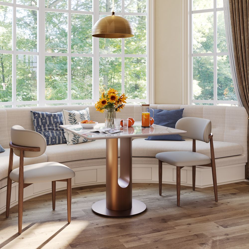 White Glossy Sintered Stone Dining Room Set